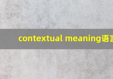 contextual meaning语言学